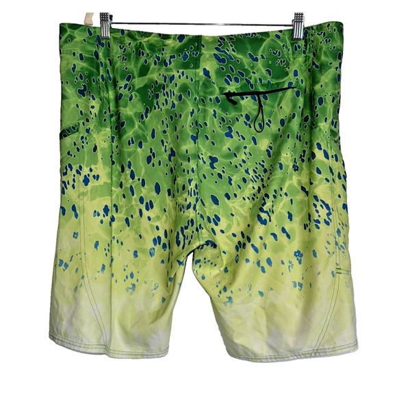Pelagic Board Shorts Size 40 Mahi Print Sharkskin High Performance Fishing Beach - Picture 12 of 14